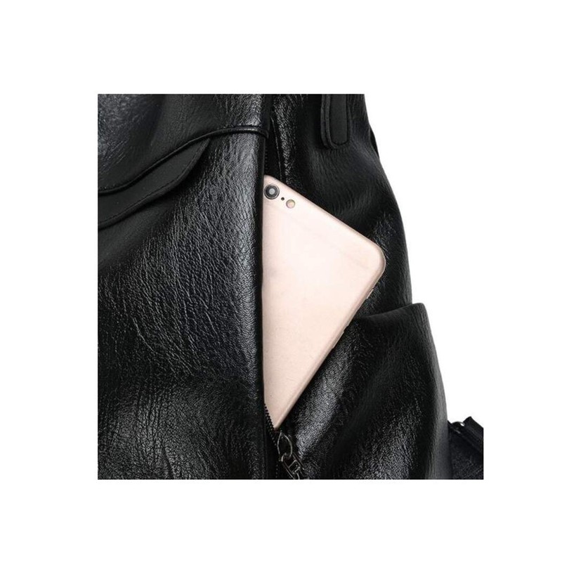 shepretty Women’s Anti-Theft Backpack, Shoulder Bag, School Bag Leather, B0298-bk