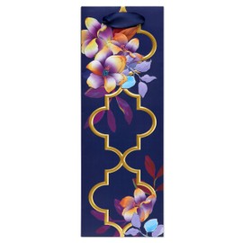 Papyrus 14" Beverage Gift Bag (Purple Floral) for Birthdays, Weddings, Bridal Showers and All Occasions (1 Bag)