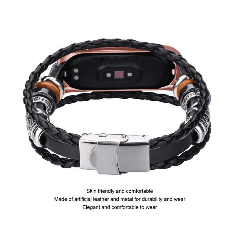 Leather Strap for Xiaomi 7 NFC Bracelet Metal Buckle Ethnic