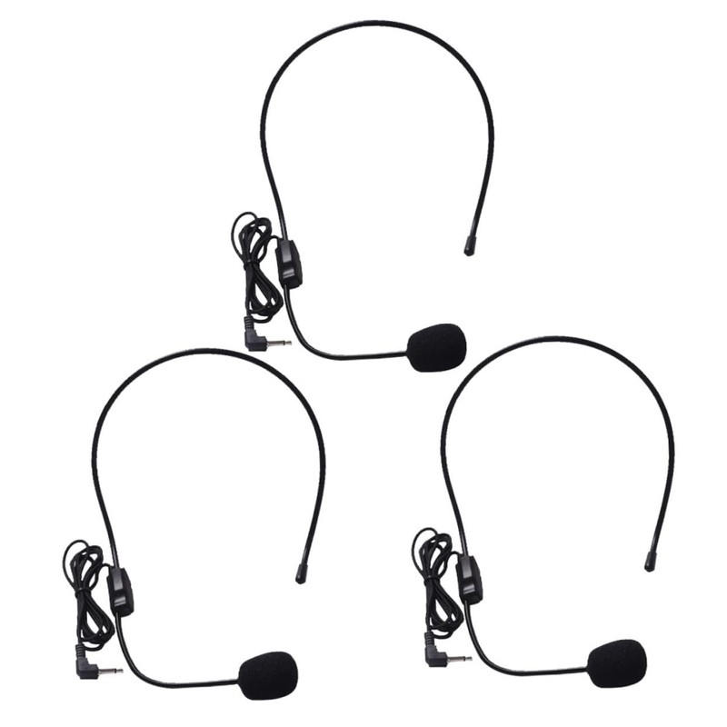 CORHAD 3pcs Head-Mounted Microphone for Voice Amplification Lightweight Wired Microphone