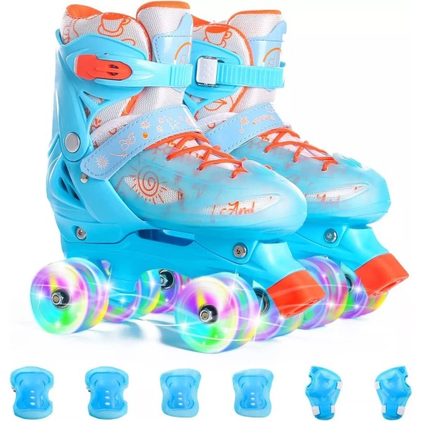 HC Life Patines Ajustables 4ruedas Transparentes Luz Equip Seguridad