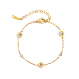 BcePce Stainless Steel Roman Numeral Bracelet, Cubic Zirconia Simulated Diamond Bracelet, Adjustable Minimalist Chain Jewelry Gift for Women