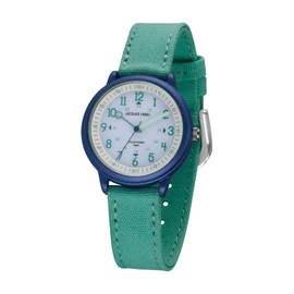 JACQUES FAREL ORSO 3105 Solar Learning Watch Eco Children's Watch Boys Analogue Quartz with Textile Strap Made of Organic Cotton Turquoise Mint Sustainable, turquoise, Classic