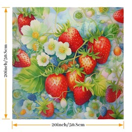 Cloth Napkins Set of 6 Strawberry Dinner Napkins Set 20 x 20 Inch Washable Reusable Table Napkin, Table Decor for Kitchen Festival Holiday