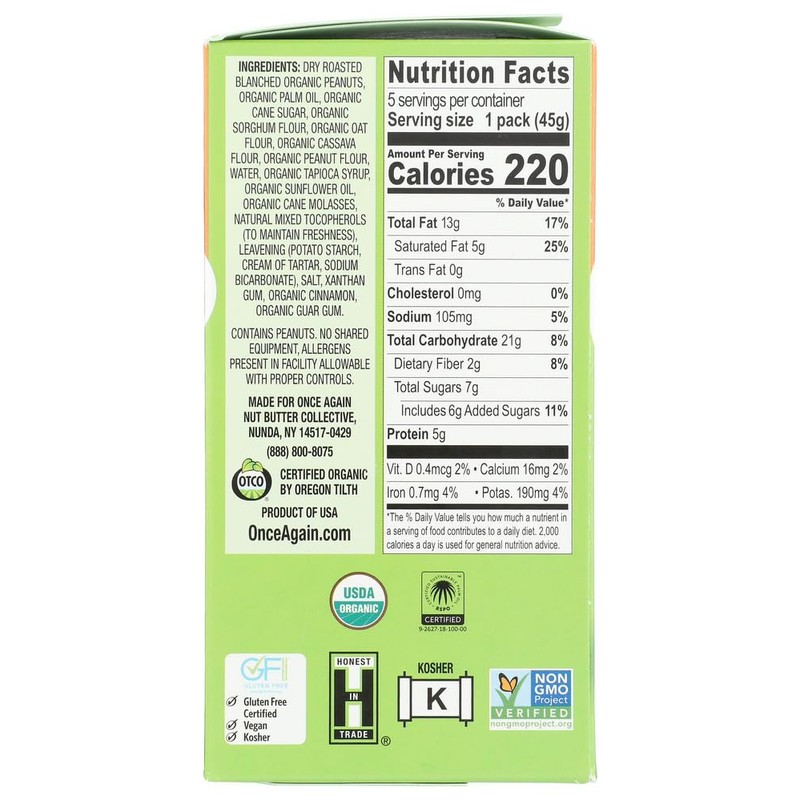 ONCE AGAIN Organic Peanut Butter Graham Sandwiches Multi-Pack, 1.59 OZ