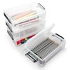 BTSKY Pack of 4 Stackable Transparent Pen Box, Office Supplies,