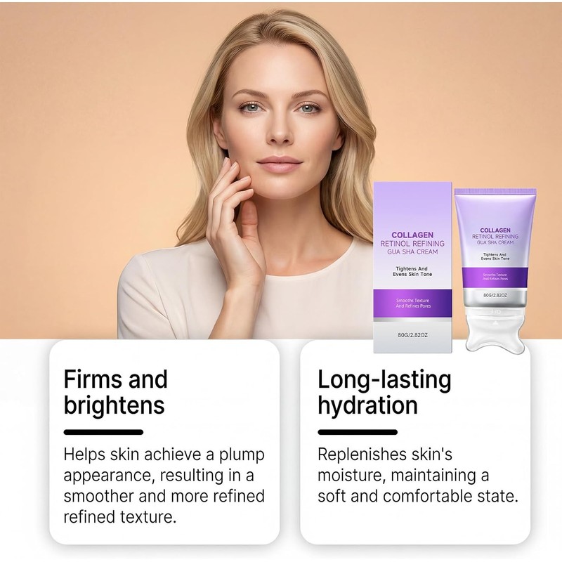2PC Crema con Gua Sha, Colágeno y Retinol para Reafirmar