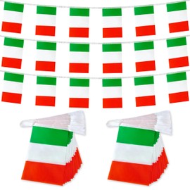 TSMD 2 Packs Italy Flag Banner Italian Flags String Small Mini Hanging Flags Decorations,60 Feet 40 Flags