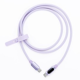 MyVolts Step Up USB-C to USB-C PD Cable with LCD Power Meter, Jellybean Purple