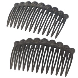 Camila Paris CP3034 French Hair Side Comb, Small Rounded, Gray French Twist Hair Combs Decorative, Strong Hold Hair Clips for Women Bun Chignon Up-Do Styling Girls Hair Accessories, Made in France