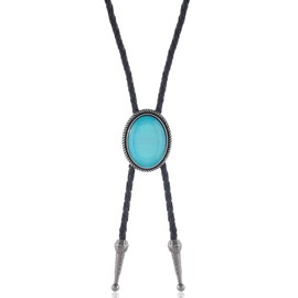 ANGLEQUEEN Bolo Tie for Women Men Western Necklace Jewelry Country Concert Outfits Turquoise Necklace Cowboy Chic Cowgirl Accessories Bohemian Necklaces Cowboy Accessories for Women A-Blue