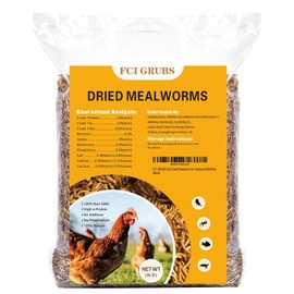 FCI GRUBS Dried Mealworms 9LB-High Protein Chicken Feed,More Protein,No Additives,Premium Organic Non-GMO,Rich in Protein Meal Worms for Chickens,Wild Birds,Laying Hens,Turkeys-Nutrient-Rich Mealworms