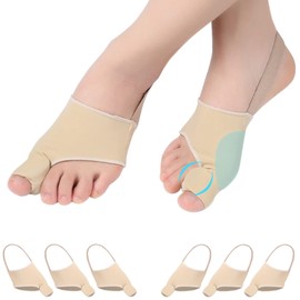 Eurtes Pack of 6 Hallux Valgus Toe Separators with Bunion Protection, Correction Bandage Socks Bunion Corrector with Non-Slip Belt and Gel Pads for Valgus Bunion (Pack of 6)