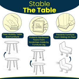 Stable The Table-24 Pack, Charcoal Round, Restaurant Table Leveler & Riser, Non Slip Stacking Furniture Pad, Floor Protector, Easy to Use Outdoor or Indoor on Tile, Patios and Decks, Made in USA