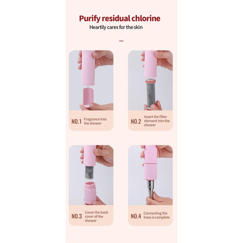 Handheld Showerhead with Charcoal Fiber Water Filter and Vitamin C