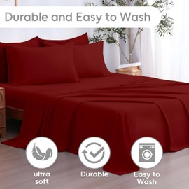 Twin XL Sheet Set - College Dorm Bedding - Luxury Ultra-Soft 1800 Microfiber Twin Extra Long Bed Sheets - Double Brushed - 15" Deep Pockets - Easy Fit - 3 Piece Set - Bed Sheets (Twin XL, Burgundy)