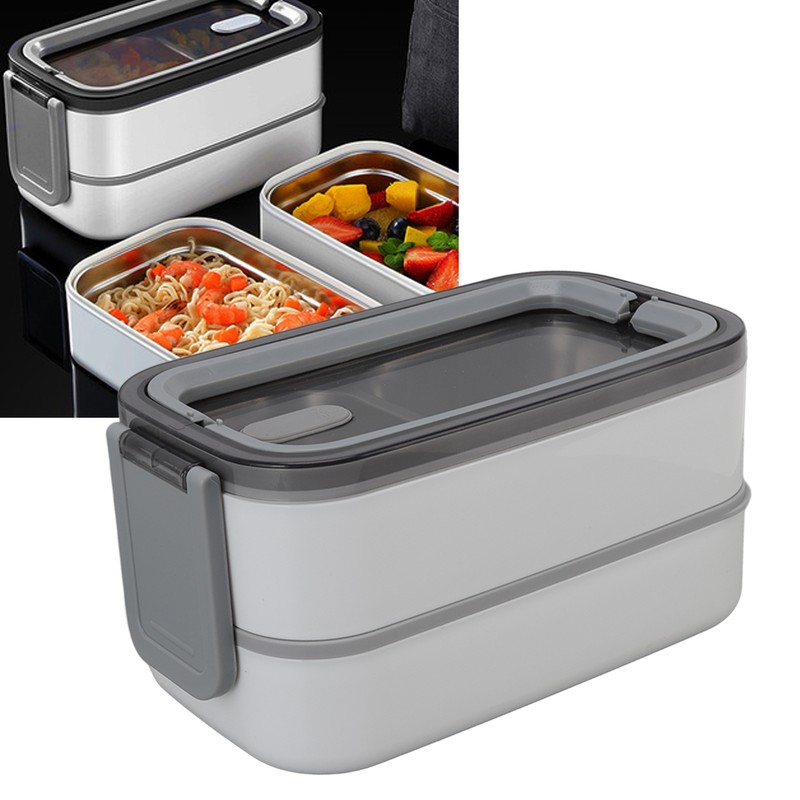 Bento Box 304 Stainless Steel Microwaveable with Chopsticks and Spoon