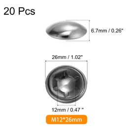 sourcing map 20PCS 65Mn Steel Push on Push Nut Caps 0.47 Inch Axle Push Nut Fastener for Hand Trucks, Lawn Wagons, and Rolling Bins, M12 x 26mm