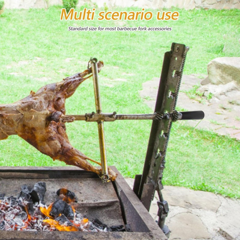 Supvox BBQ Handle Heat Resistant Rotisserie Skewer Handle with Copper