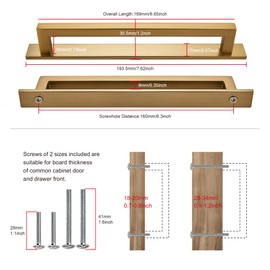 TUNNY 10 Pack Square Solid Cabinet Handles-6.3"/160mm Screw Spacing Brushed Champagne Gold Furniture Hardware Handles for Kitchen Cabinets Bedroom Dresser Wardrobe Cabinet Pulls