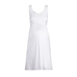 Valair Maternity Full Slip para Mujeres Embarazadas - Algodón/Lycra Superior, Parte Inferior de Nailon, Blanco, 34-39" Full Length