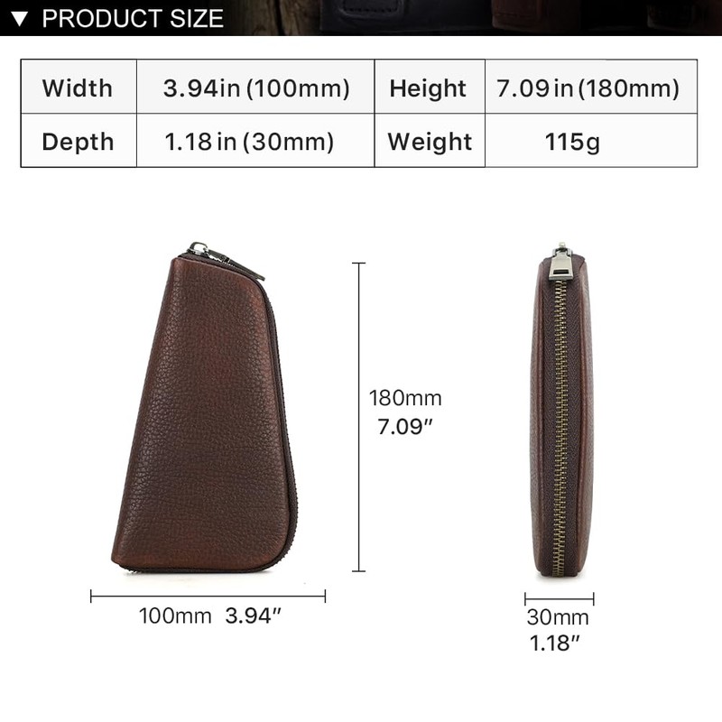 Contact's family Cigar Bag Pipe Case Leather Vintage Pouch COFFEE