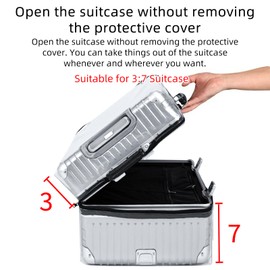 Veki Clear Protective PVC Suitcase Cover with Zip, Waterproof Dustproof Luggage Cover Protector Bag, Trolley Case Cover Protect Suitcase from Scratch for Travel (Panax Pseudoginseng Open, 32inch)