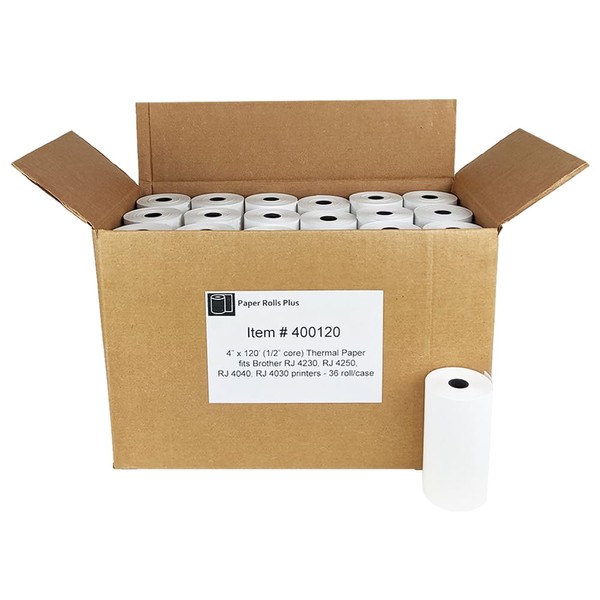 4" x 120' (1/2" core) Thermal Paper - fits Brother