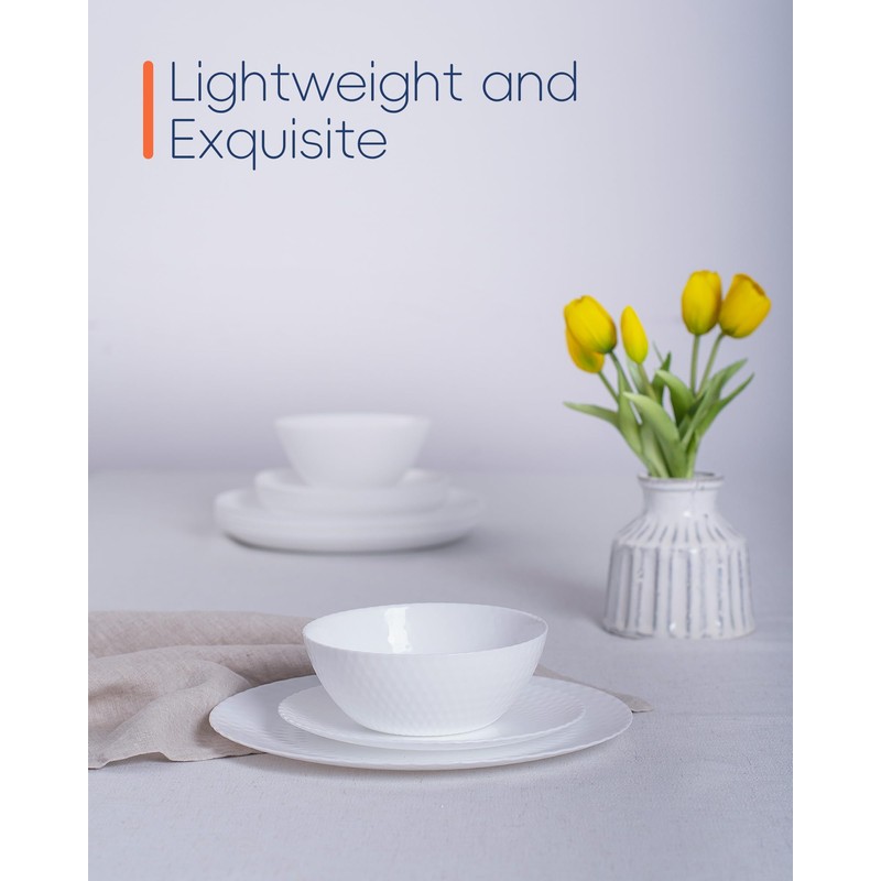 LaGlint 20 OZ White Opal Glass Cereal Bowl Set of