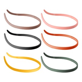 WOLVINA 6Pcs Mixed Colors No Pressure Headbands - Soft Elastic Hair Bands, Lightweight Narrow & Comfortable Non-Slip Plastic Headbands for Everyday Wear