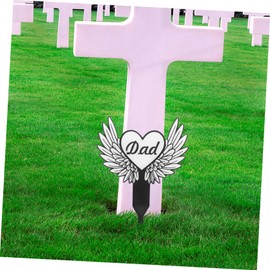 BESPORTBLE Memorial Stake Wing Design Cross for Cemetery Garden Decoration Lightweight Grave Marker for Remembrance for Outdoor Memorials