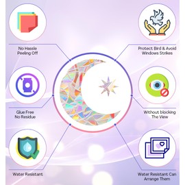 28-Pack Suncatcher Stickers, Sun Catcher Sticker - Prismatic Vinyl Anti-Collision Decals, Rainbow Stickers for Bird Safety & Kids Room Decor