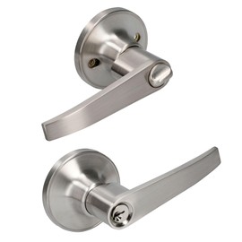 Lock 10MA Manija tubular recta función entrada y recámara, níquel satinado, llave estándar, blíster