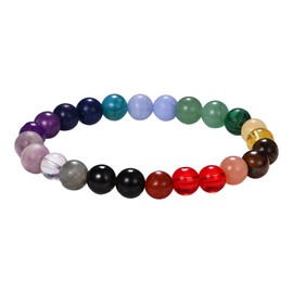 Flongo Beaded Stretch Bracelet for Women: Natural Gemstone Stretch Bracelet Relief Bracelet Gift for Women Men Healing Crystal Bracelet for Yoga Meditation and Anxiety