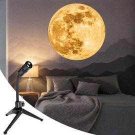 BODLYL Moon Lamp Projector Night Light,360 Degree Moon Projection Light USB Powered Lighting,Romantic Moon Atmosphere Projector for Moon Fantasy Lovers,Couples,Selfie,Bedroom Decor (Bracket Type)