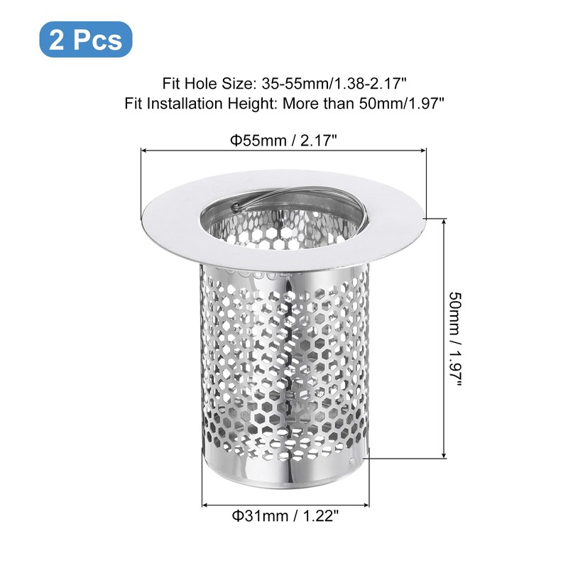 sourcing map 4 Pack Shower Drain Strainer, 2" x 2.2"