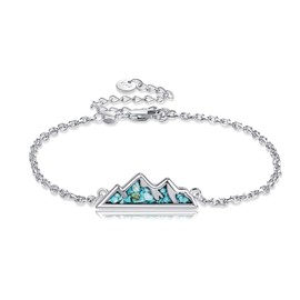 ONEFINITY Mountain Bracelet For Women 925 Sterling Silver Turquoise Mountain Bracelet Mountain Nature Jewellery Gift