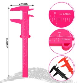 Frienda 5 Pieces Eyebrow Measuring Ruler, Brow Mapping Ruler Tool, Mini Vernier Caliper Double Scale Plastic Ruler, Sliding Gauge Ruler for Microblading Eyebrow Tattoo Brow Artists (Bright Colors)