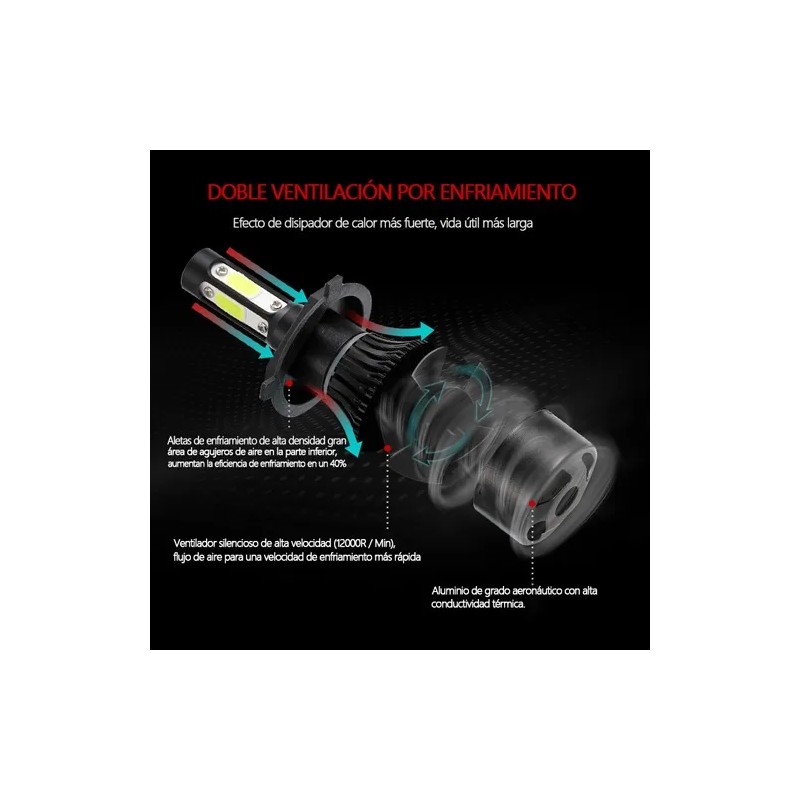 Kit De Faros Delanteros De 4 Lados 9007 H4 Led