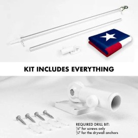 UD_G128 Combo Pack: 6 Feet Tangle Free Spinning Flagpole (Silver) Texas TX State Flag 3x5 ft Printed 150D Brass Grommets (Flag I