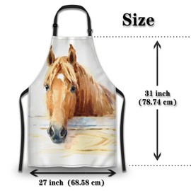 Olikked Kitchen Apron for Men Watercolor Horse Funny Aprons for Women for Cooking Restaurant BBQ Painting Crafting Gardening 27” (W) x 31” (H), Waterproof Apron