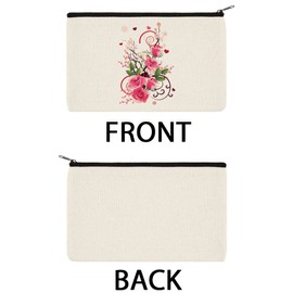 WIRESTER Canvas Zipper Makeup Bag, Cosmetic Pouch, Organizer Case for Women Girl, Multi-Purpose Travel Cosmetic Bag - Rose Floral