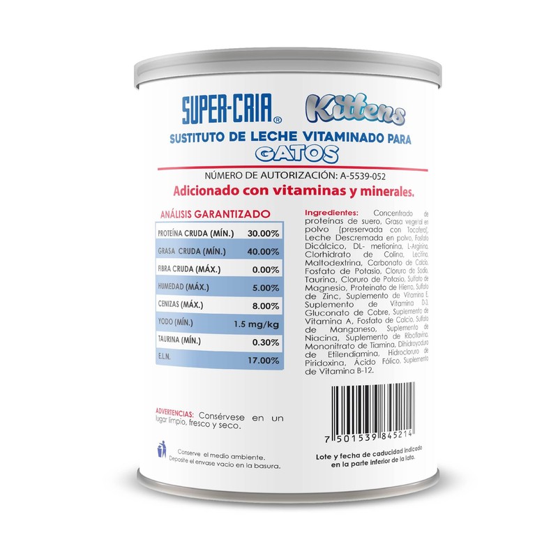 Super Cria Sustituto de Leche Vitaminado para Gatos Kitten