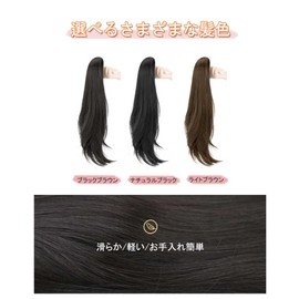 Ponytail Point Wig, Ponytail Wig, 21.7 inches (55 cm), Long, Straight Hair, Easy Clip-on Type, Long, Lightweight, Small Facial Effect, Natural, Smooth, Fluffy, Straight Extension, Ponytail Long (Light