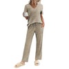 Ekouaer Lounge Sets for Women Ribbed Pajama Set Short Sleeve