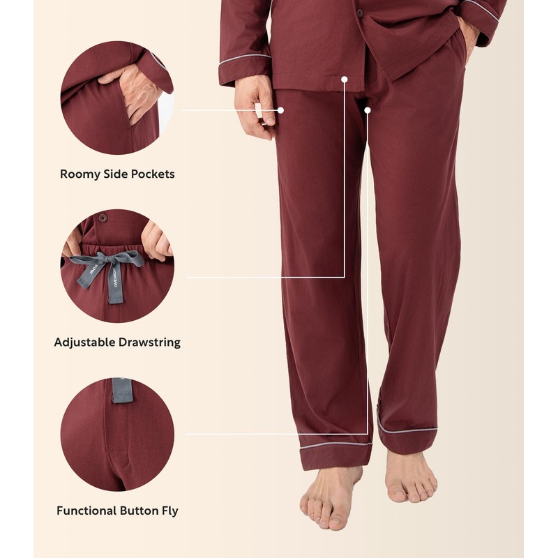 DAVID ARCHY Mens Pajamas Set Soft Cotton Notched Collar Pajamas