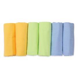 FENSILO Molleton Cloths, Pack of 6 Flannel Nappies Made of 100% Cotton, 80 x 80 cm, Molleton Nappies, Burp Cloths, Unisex Burp Cloths for Boys or Girls, Yellow, Green, Blue