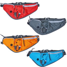 Blueberry Style Red Bumbag Waist Bag Fanny Pack for Walking Running - Built-in Poop Bag Holder, Dog Treat Pouch, Adjustable Waistband, and Bottle Holder