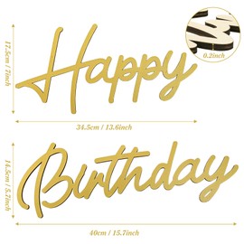 Gold Happy Birthday Wooden Sign for Backdrop - Cutout Wood Birthday Party Decor Photography Wall Decor Background