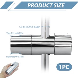 Shower Head Holder for 18-25MM Riser Rails, Adjustable Shower Holder Bracket Showers Rail Rod Clamp Holders 360°Rotation No Drilling Universal Showers Riser Rail Replacement Bracket, Chrome Plated